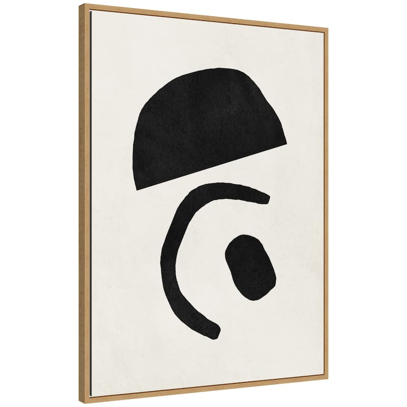 Kate and Laurel Sylvie Black Geometric Abstract 3 Framed Canvas by July Art Prints - 28x38 - Brown