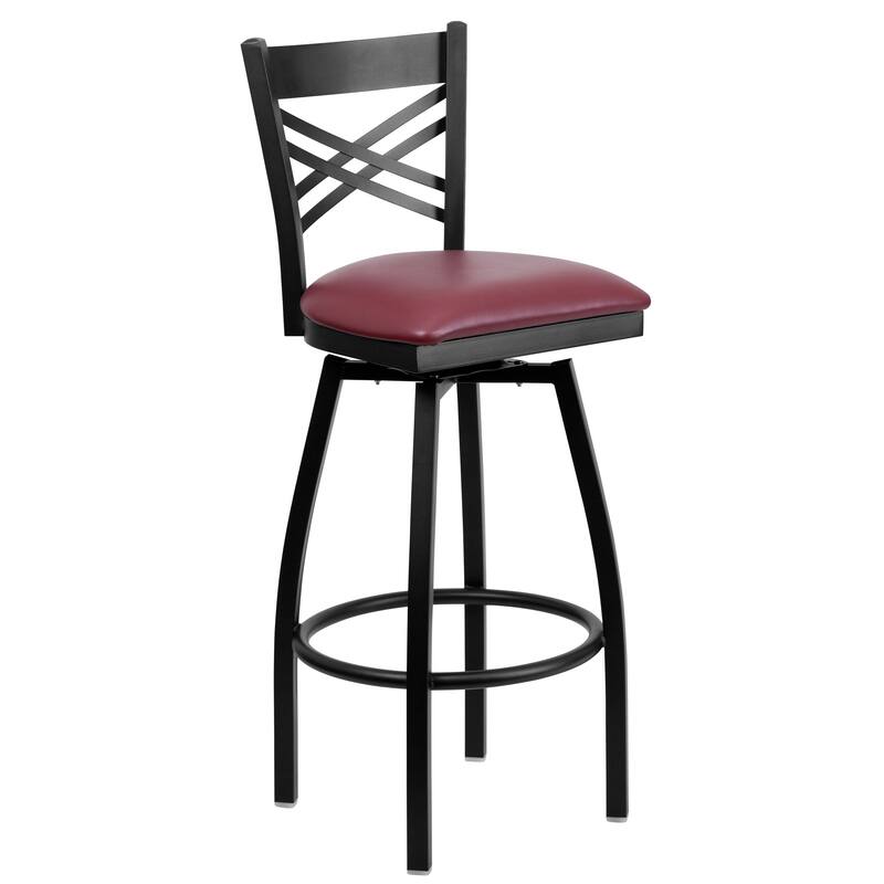 2 Pack ''X'' Back Swivel Metal Barstool - 16.5"W x 20.5"D x 44.5"H - 16.5"W x 20.5"D x 44.5"H