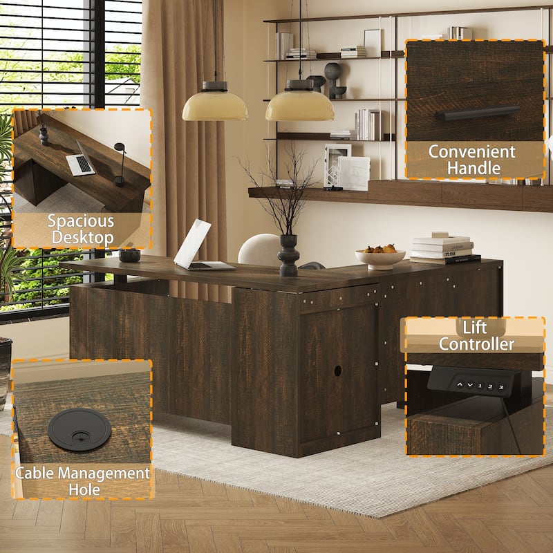 L-Shaped Office Computer Desk with Adjustable Tableboard Study Desk