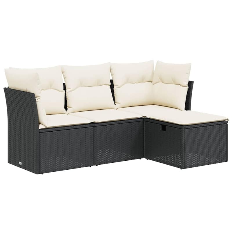vidaXL Patio Sofa Set with Cushions Outdoor Furniture 4 Piece Poly Rattan