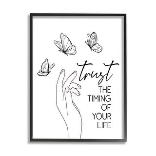 Stupell Trust the Timing Life Motivational Phrase Minimal Butterflies ...