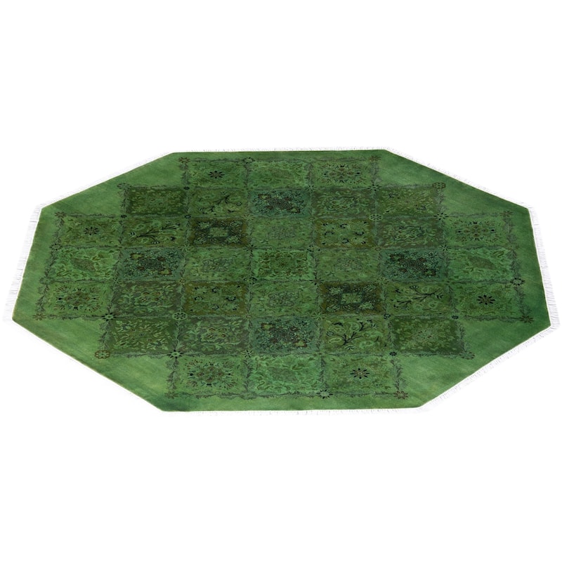 Contemporary Overdyed Wool Hand Knotted Octagon Area Rug - 6' 1" x 6' 1"