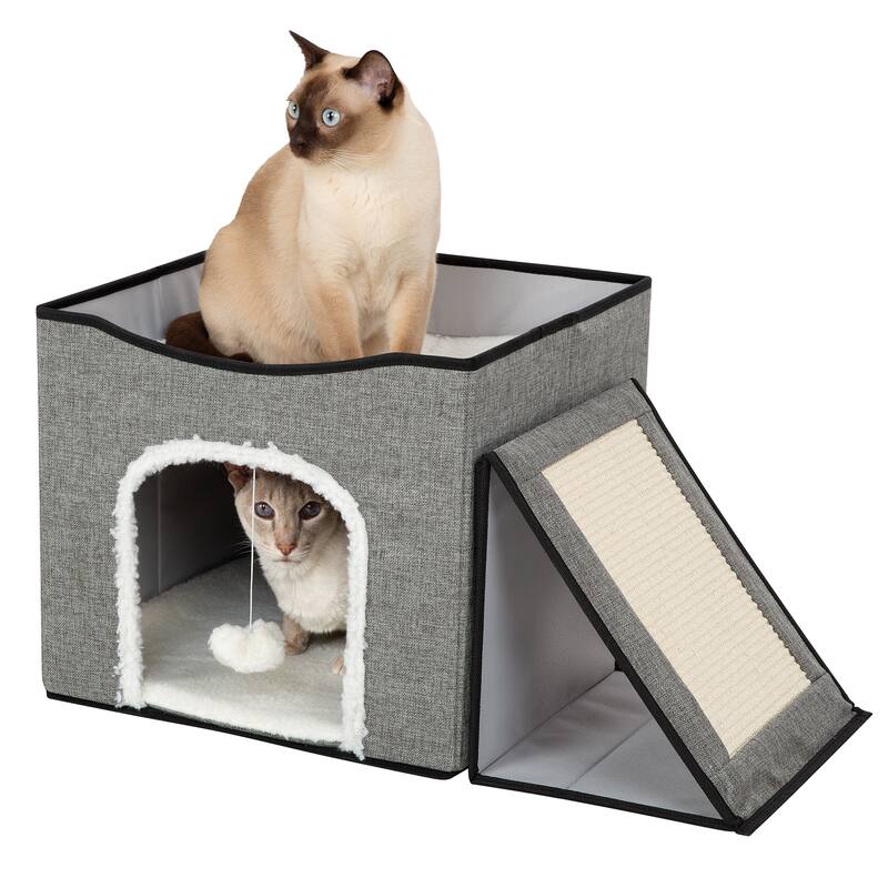 Foldaway Cat Condo & Play Center W/ Interactive Hanging Ball for Kittens up to 7lbs