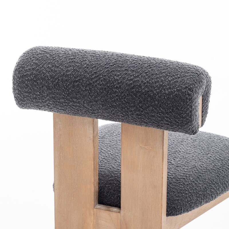 SEYNAR Set of 2 Modern Linen Upholstered Dining Chairs with Bolster Backrest