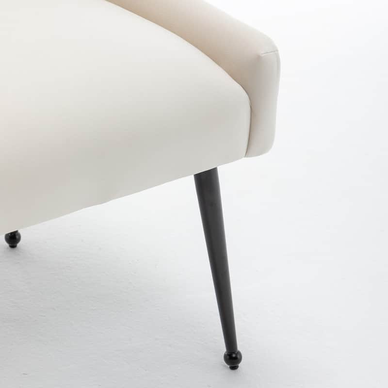 SEYNAR Modern Glam Velvet Black Metal Legs Dining Chair or Vanity Chair Set of 4 with Rear Handle