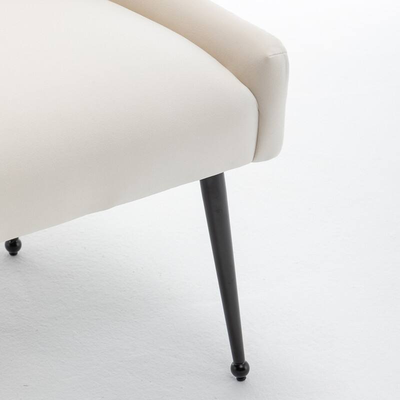 SEYNAR Modern Glam Velvet Black Metal Legs Dining Chair or Vanity Chair Set of 6 with Rear Handle