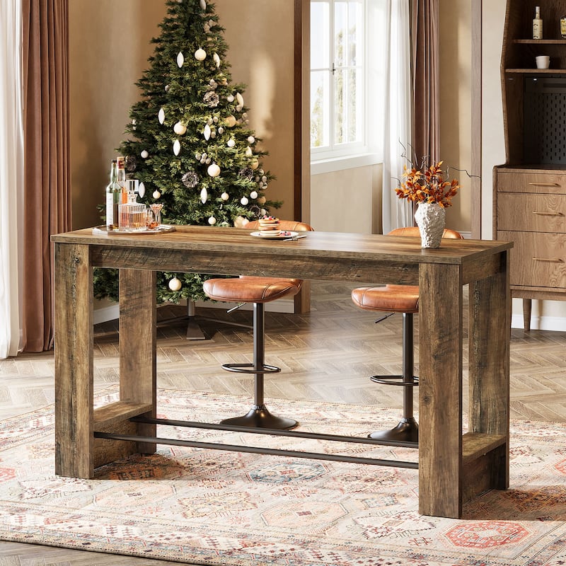 Counter Height Bar Table, Long Pub Table, Home Bistro Restaurant Bar Unit Kitchen Dining Room Accent Pub Desk