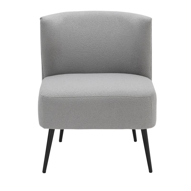 Silver Orchid Harding Slipper Chair - Light Grey Sherpa/Black Metal