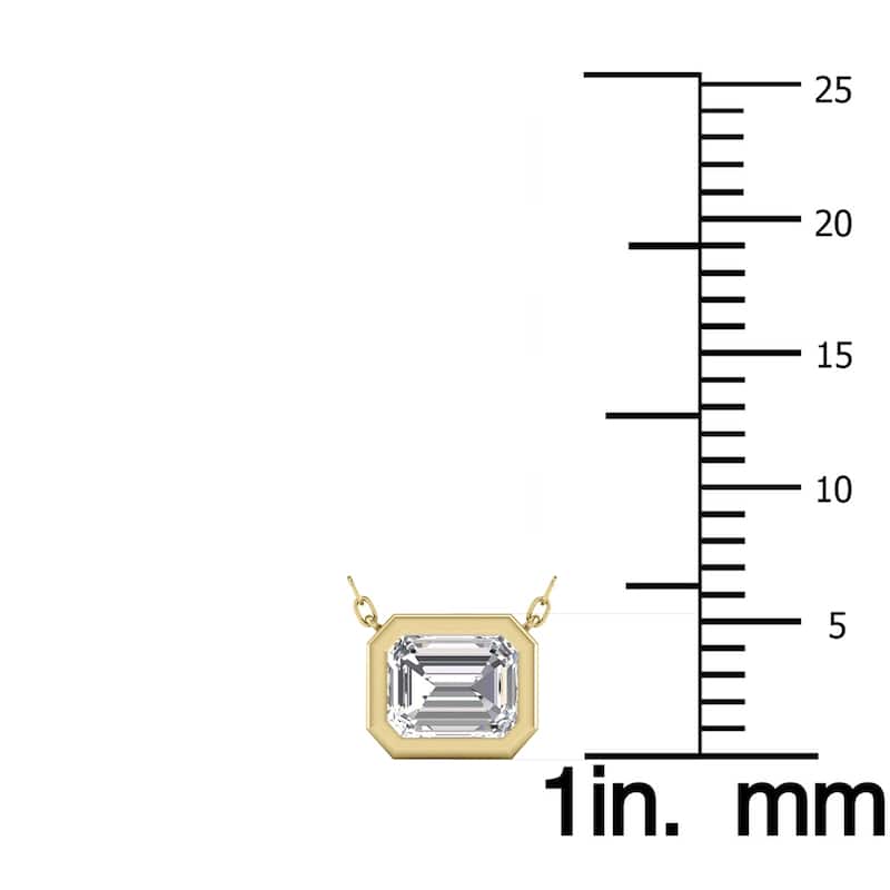 Marquee Lab Grown 1/2 Carat Emerald Cut Bezel Set Diamond Solitaire Pendant in 14K Yellow Gold