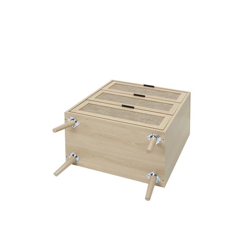 Rattan 3-Drawer Cabinet with Moisture-Proof Finish & Anti-Tipping Device for Safe Storage
