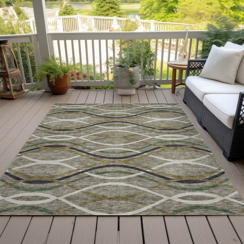 Machine Washable Indoor/ Outdoor Chantille Contemporary Deco Rug - Taupe - 5' x 7'6"