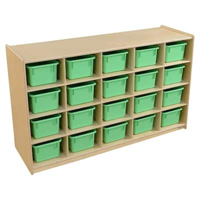 Contender cubby organizers with 20 Cubby Light Green Trays Cabinet, Toy Storage, Hardwood Storage Cabinet for Classroom