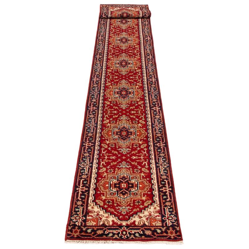ECARPETGALLERY Hand-knotted Serapi Heritage Dark Red Wool Rug - 2'6 x 23'9