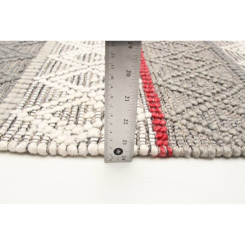 ECARPETGALLERY Braid weave Sienna Grey Wool Rug - 5'0 x 8'3