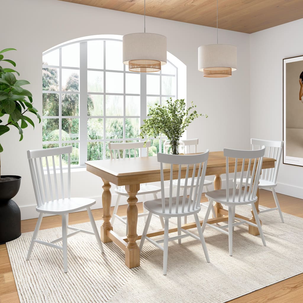 Bush Furniture Sterling 67W Dining Table with 6 Spindle Dining Chairs