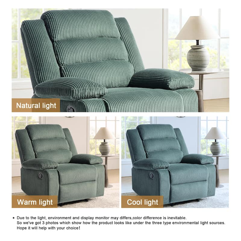 Classic Corduroy Upholstered Push Back Manual Recliner Chair