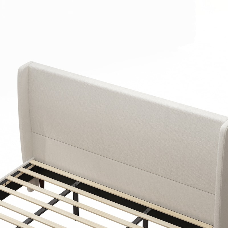 High Headboard Upholstered Platform Bed No Box Spring Needed