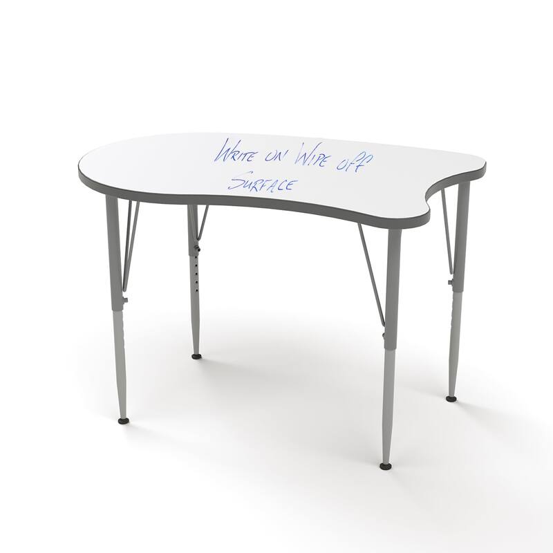 Tot Mate Versa Kids Desk Curve Shape Large Laminate Surface 38.75" x 24" Classroom Table, Write-On/Wipe-Off Dry Erase Top - Adjustable Height 21-30" - Midnight Velvet