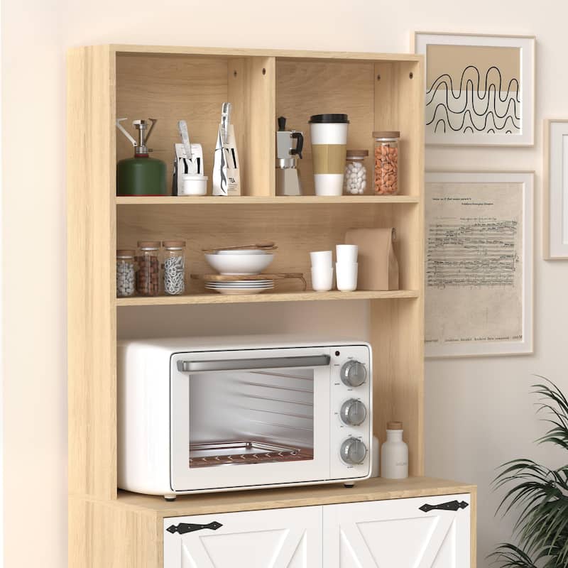 Pantry Cabinet with 2 Doors, 3-Tier Modern Kitchen Cabinet with Shelves, Freestanding Larder Cupboard