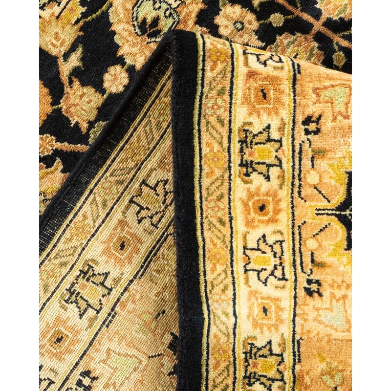 Overton Handknotted Wool Traditional Oriental Black Area Rug - 6' x 9'