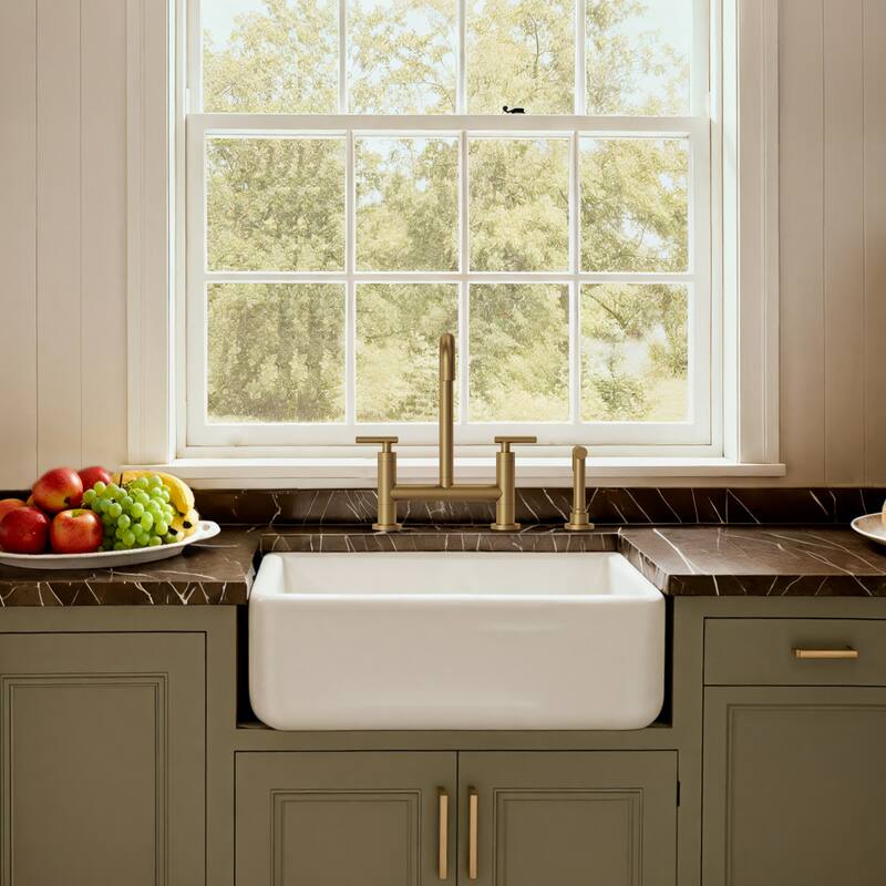 2-Handle Deck Mount Kitchen Faucet 2-Hole Bridge Kitchen Faucet with Side Sprayer