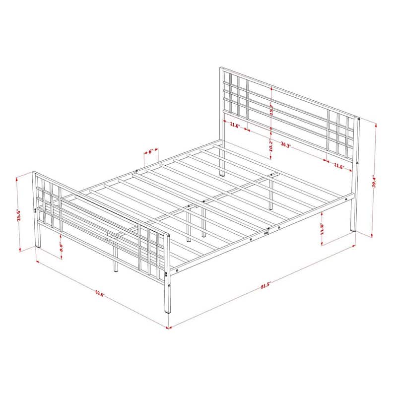 Queen Platform Bed - Modern Wood Bed Frame with Metal Legs - Sturdy & Easy Assembly