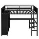 preview thumbnail 8 of 8, Space-Saving Full XL Size Loft Bed Frame with Built-In Wardrobe, Metal Loft Bed with Desk and Storage Shelves