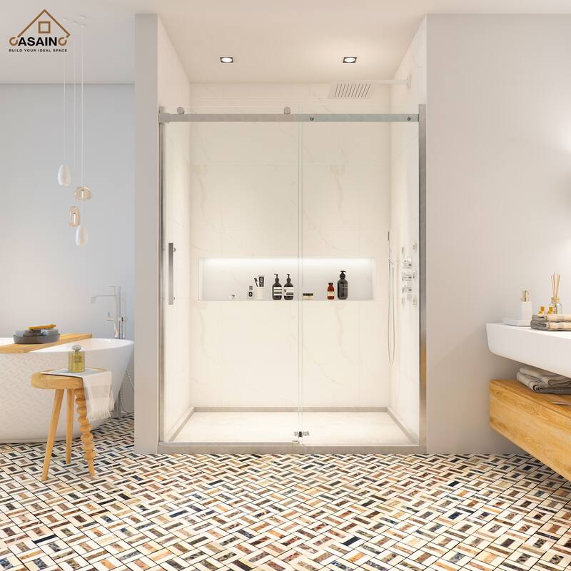 CASAINC 60"*76" Frameless Single Sliding Shower Door