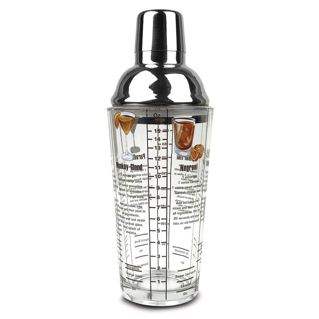 Curata 16 Ounce Gin Recipes Printed Glass Cocktail Shaker