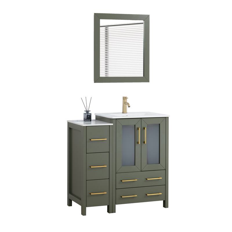 Vanity Art 36-Inch Single Sink Bathroom Vanity with Top & Free Mirror - 36 X 18.1 X 35.8