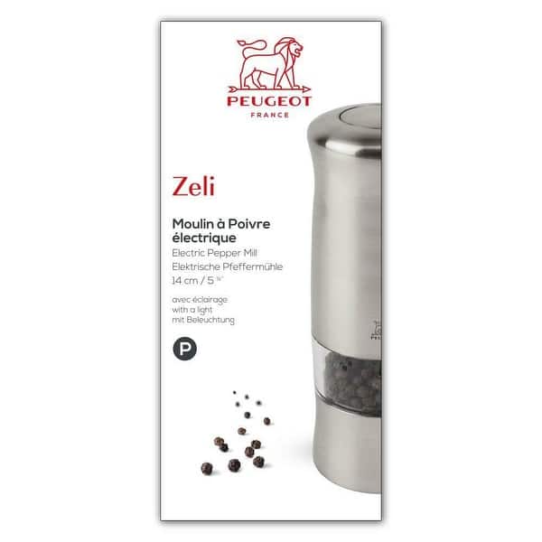 Shop Peugeot 24079 Zeli Electric 5 9 Inch Pepper Mill Brushed Chrome Overstock 29139630