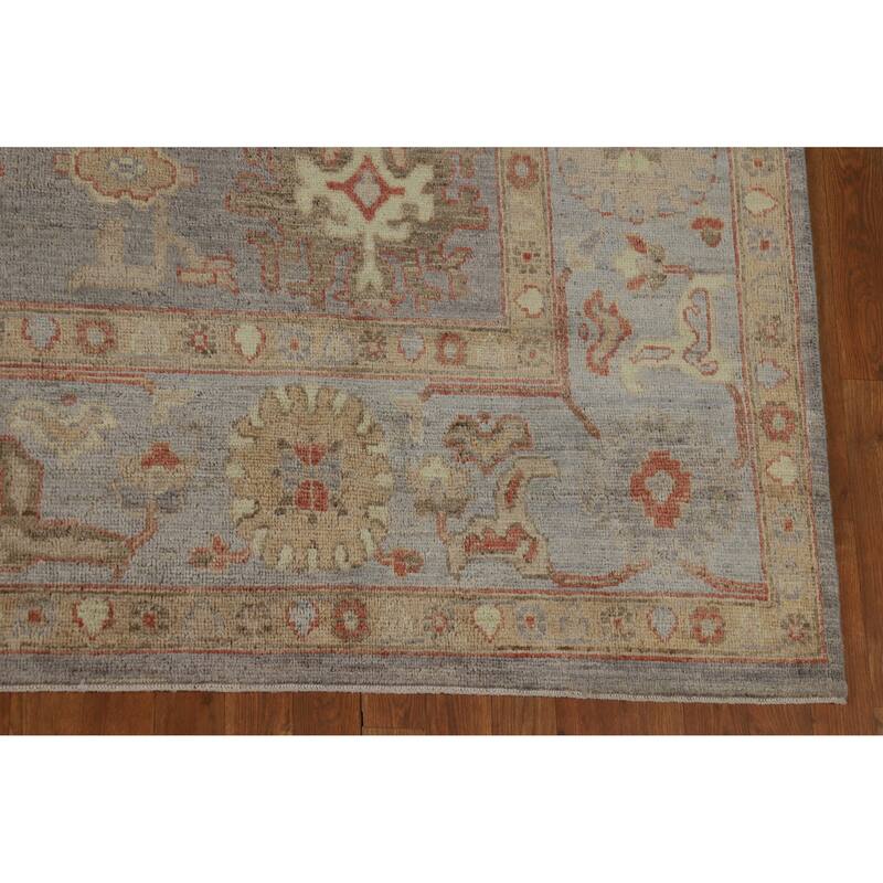 Hand Knotted Oriental 100% Wool Carpet Transitional All-Over Greys & Charcoal Oushak Area Rug - 11' 9'' X 8' 8''