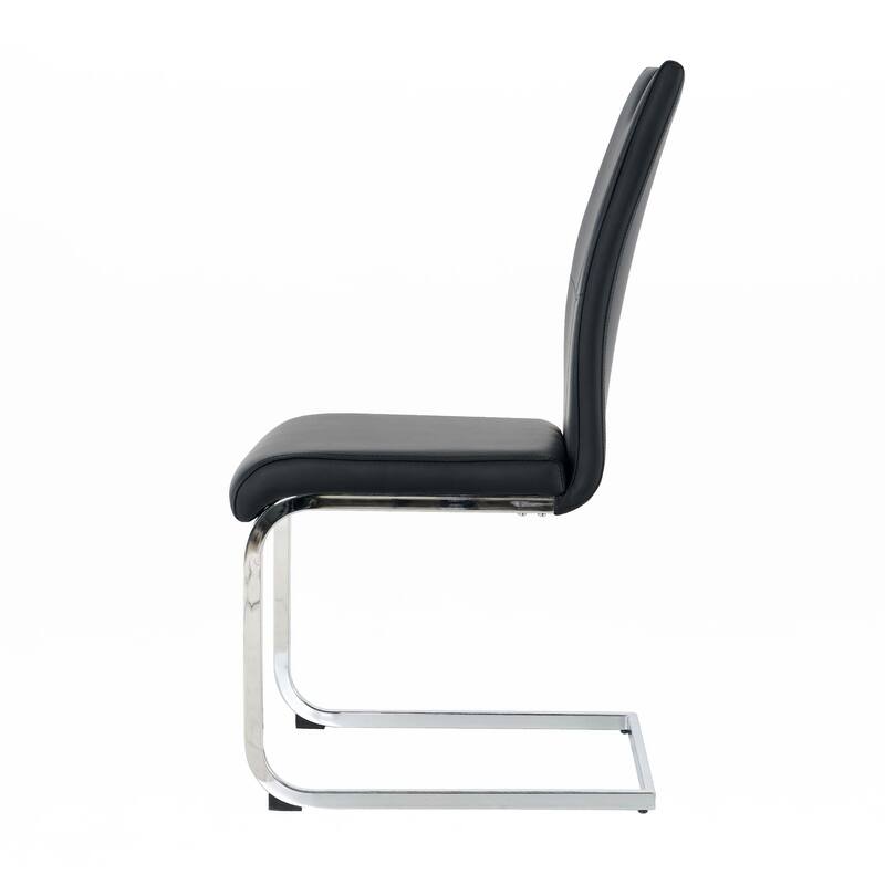 PU Dining Chair Living Room Chair with Silver Leg(Set of 4)