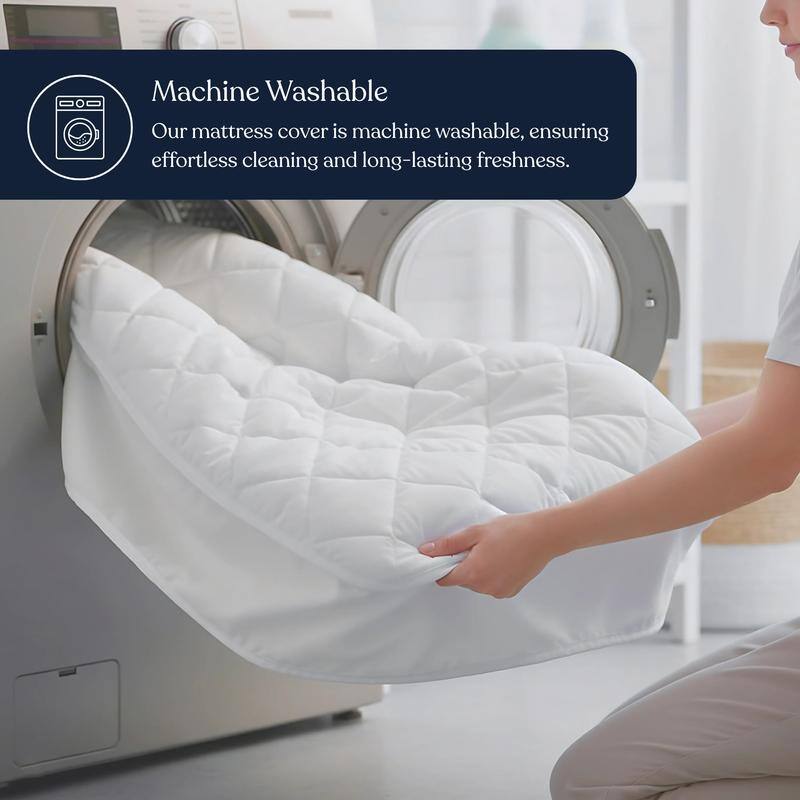 Delara 100% Organic Cotton Quilted Mattress Protector, GOTS Certified, Breathable, Ultra Soft 400 TC Long-Staple Cotton, White