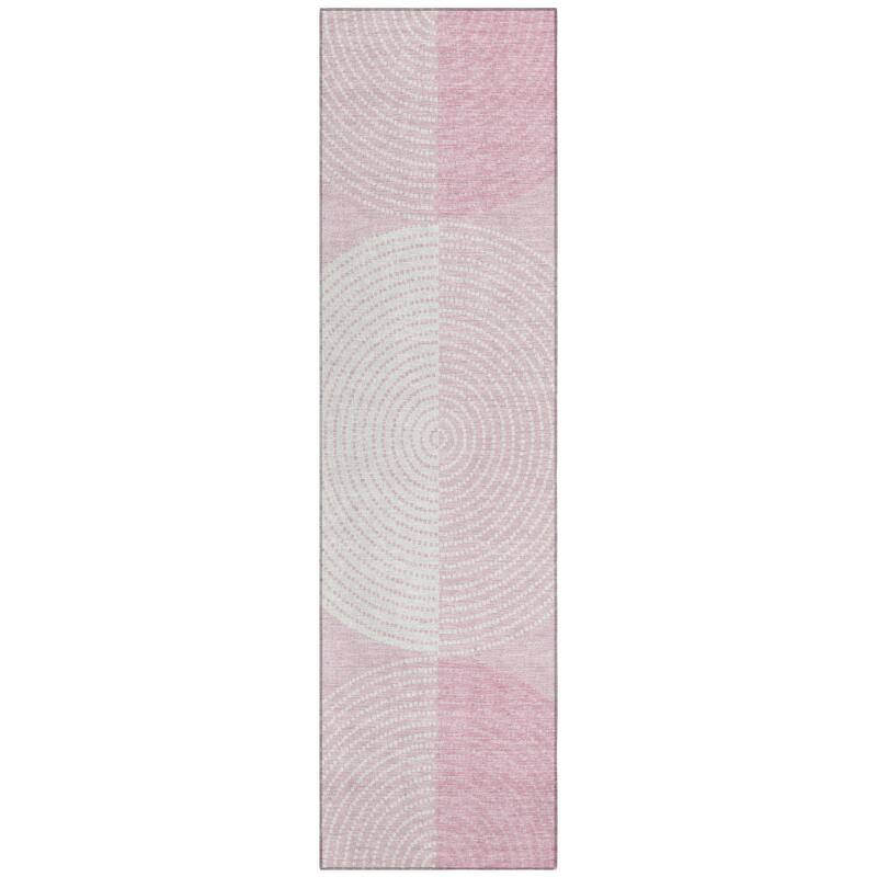 Machine Washable Indoor/ Outdoor Casual Circles Chantille Rug