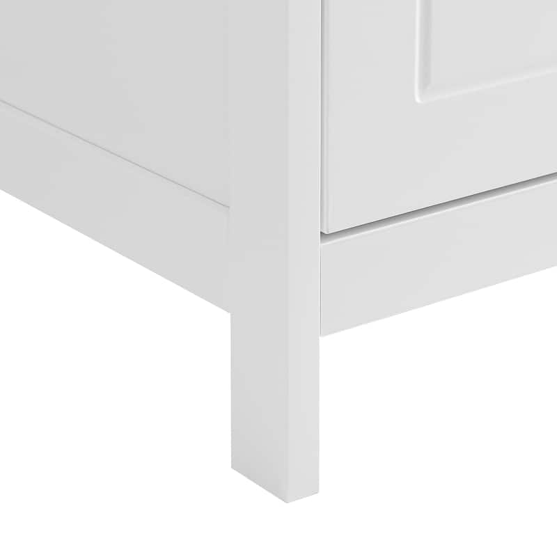 Freestanding Cabinet Floor Storage Cabinet with 2 Doors, Drawers and Adjustable Shelf for Bathroom Kitchen Office Living Room