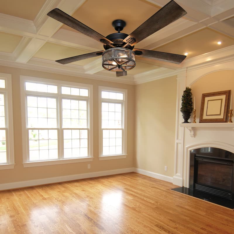 52" Farmhouse Style WiFi Smart Enabled Ceiling Fan, Bulbs Included - 52" x 52" x 14"/19"