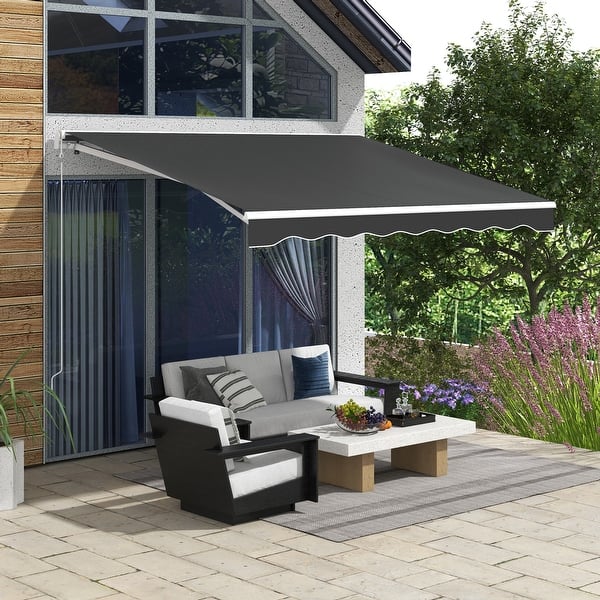slide 2 of 34, Outsunny 10' x 8' Electric Awning, Retractable Awning, UV Protection Sun Shade Shelter with Remote Controller Grey