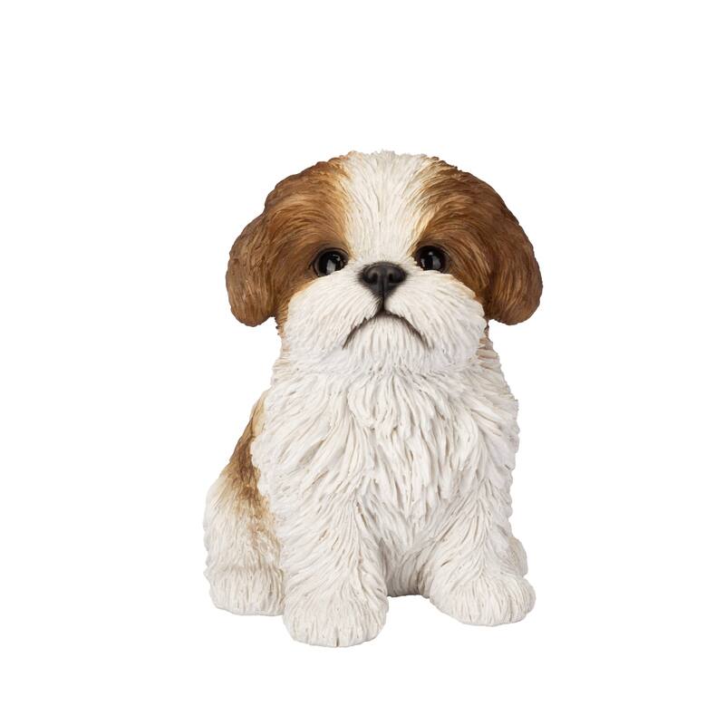 Sitting Shih Tzu Outdoor Garden Statue - 6" - Brown