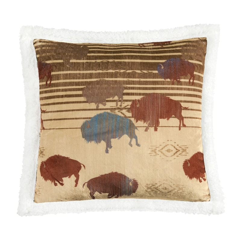 Indigo Hill by HiEnd Accents Campfire Sherpa Fleece Decorative Pillow, 18"x18"