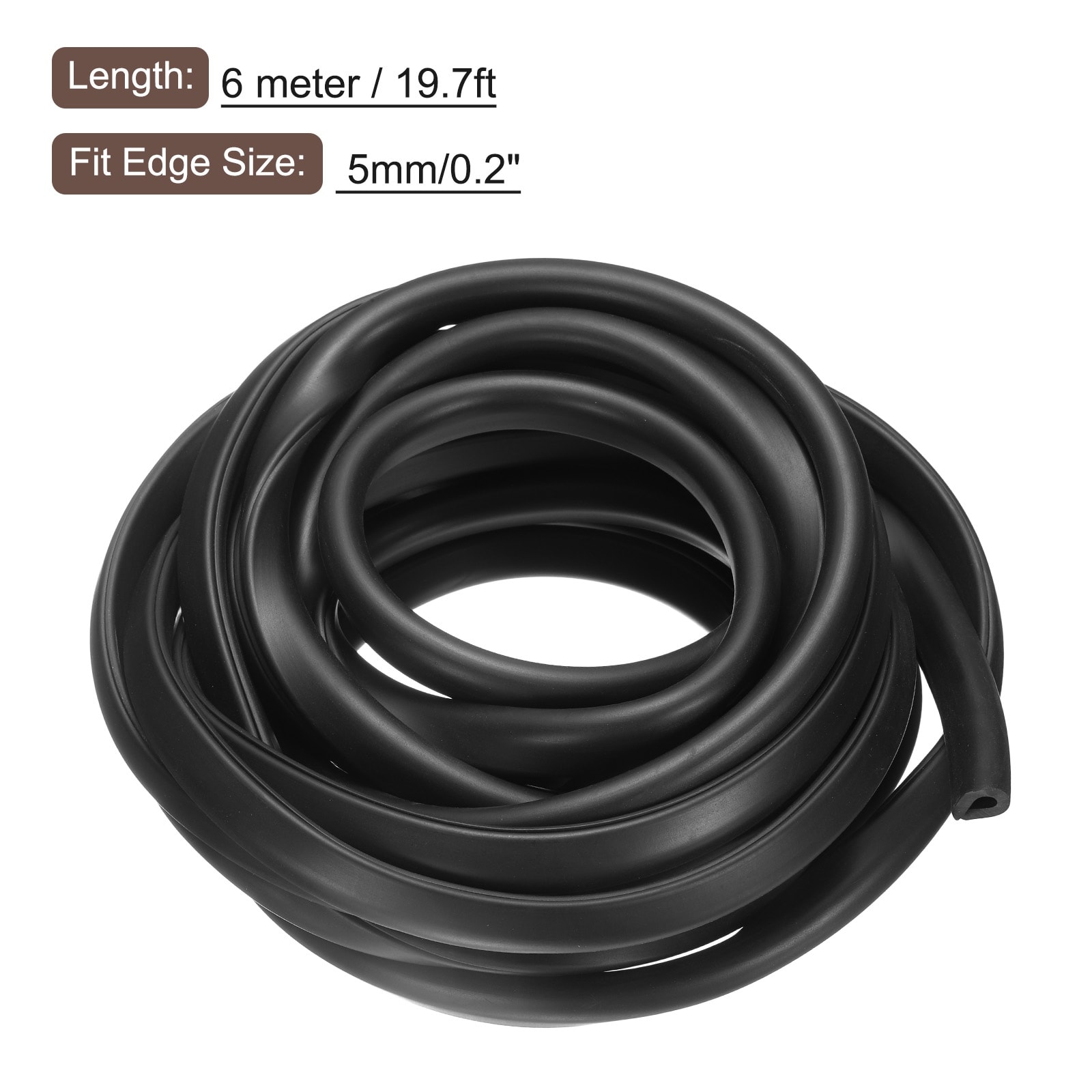 Rubber U Channel Trim, Guard Seal Strip Edge Protector Flat Type - Black