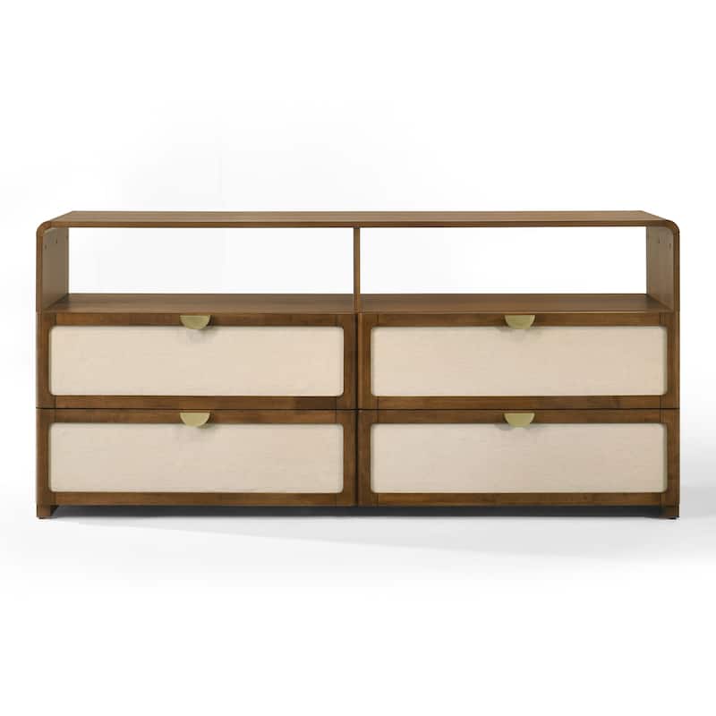 Modrest Emilio Modern Natural Burlap & Walnut Dresser