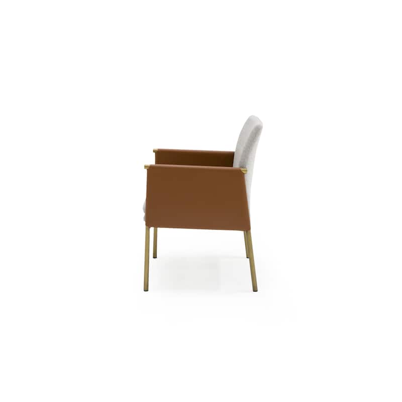 Modrest Pettit Modern White & Brass Arm Dining Chair