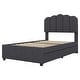 preview thumbnail 5 of 8, Upholstered Bed with 2 Storage Drawers,Wood Slat Support