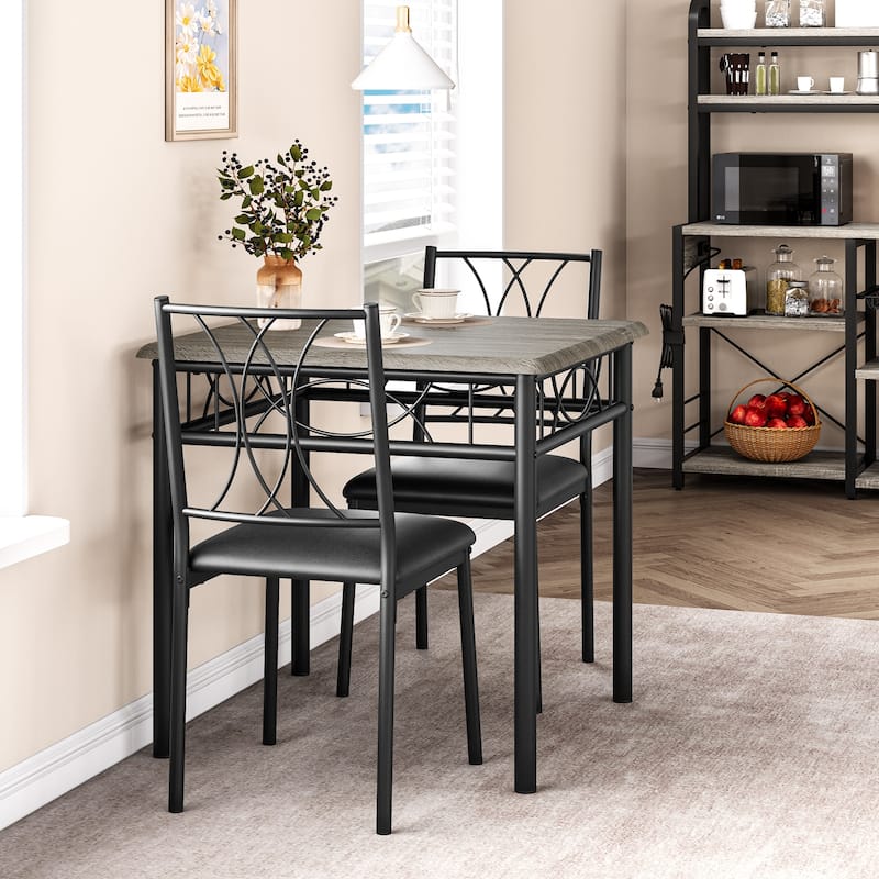 3 Piece Kitchen Set Dining Modern Table and 2 Upholstered Chairs
