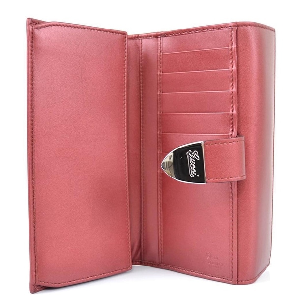 GUCCI 231837 CALF LEATHER SIGNORIA BUCKLE CONTINENTAL BIFOLD WALLET