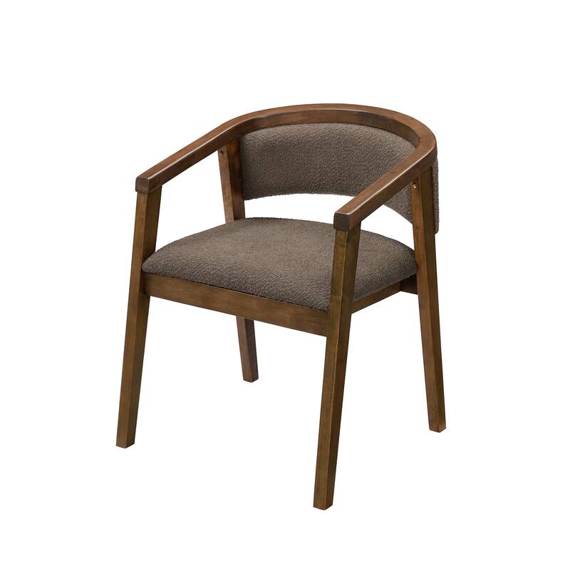 Christopher Knight Home - Noren Mid-Century Boucle Upholstered U-Shaped Dining Chair with Armrest - Set of 2