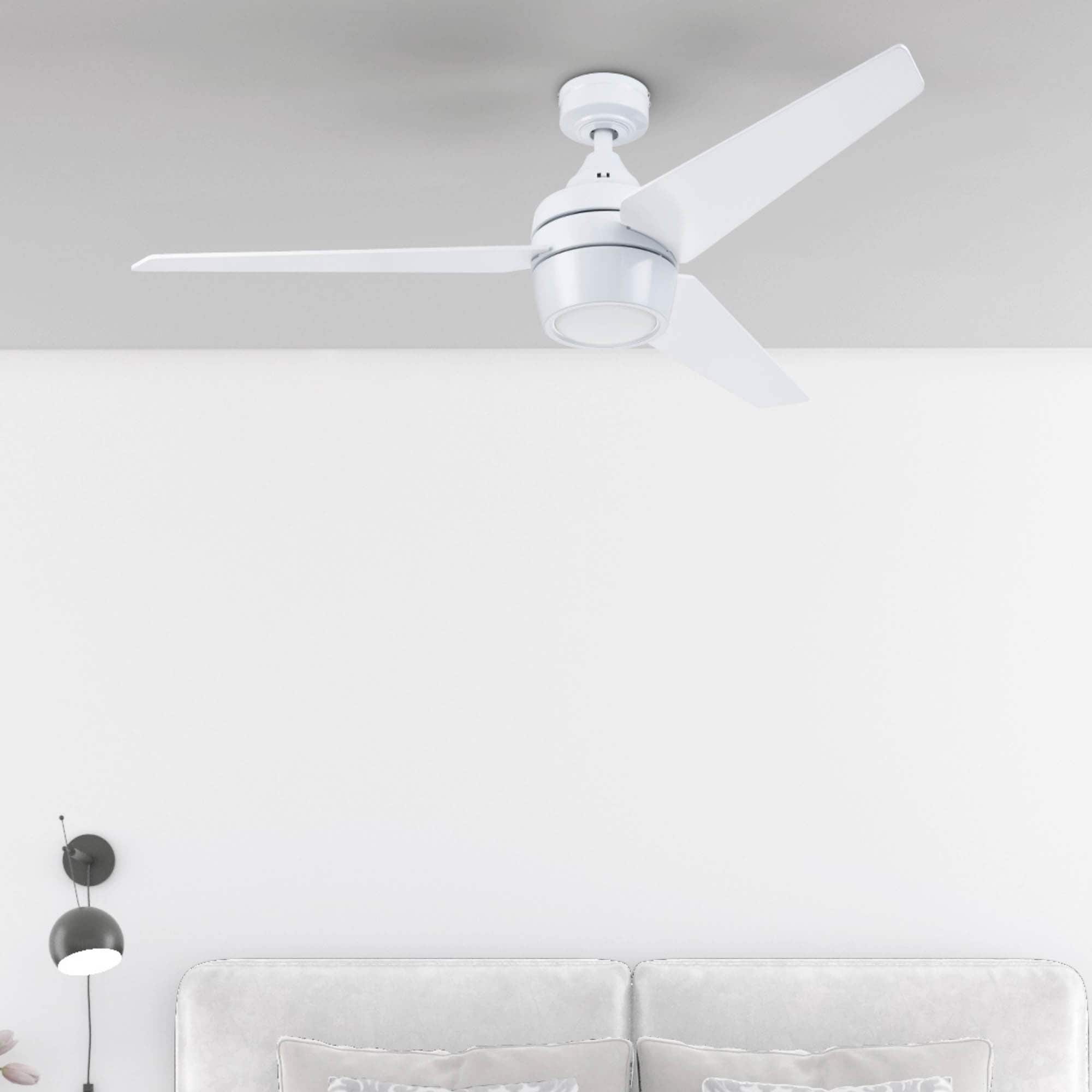 52" Honeywell Eamon Bright White Modern Indoor LED Ceiling Fan with Light, Remote Control