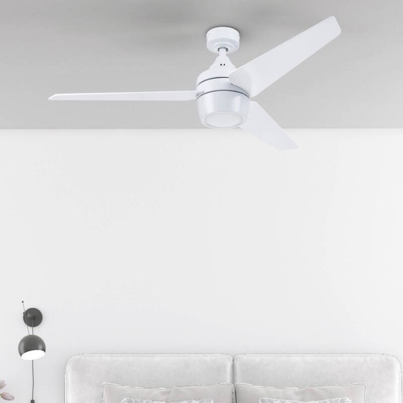 52" Honeywell Eamon Bright White Modern Indoor LED Ceiling Fan with Light, Remote Control - White - Remote