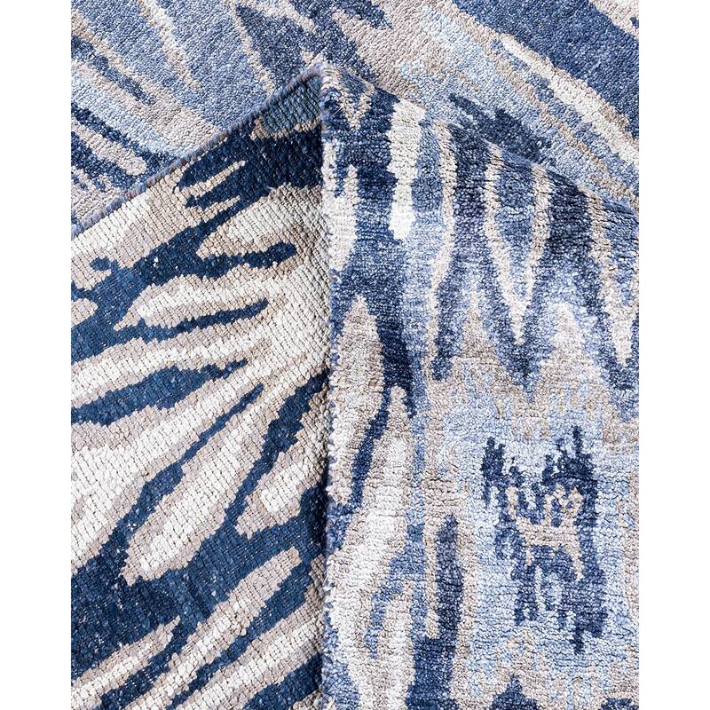 Modern One-of-a-Kind Handmade Area Rug, Blue - 8' 1" x 10' 1"